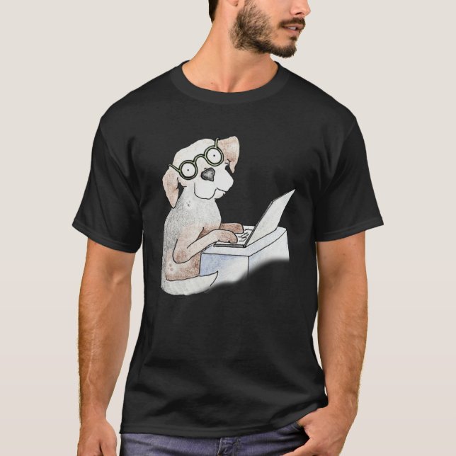 Camiseta Hound Writing Typing Teleworking on ComputerLaptop (Frente)