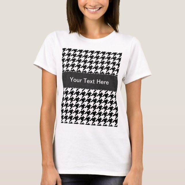 Camiseta Houndstooth preto & branco (Frente)