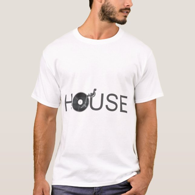 Camiseta House DJ Turntable - disco de música Jockey Vinyl (Frente)