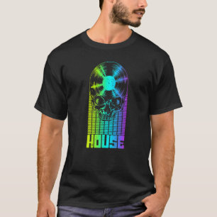 Camiseta House Music Dj Vinyl Record Music Equalizer Skull
