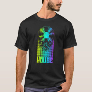 Camiseta House Music Dj Vinyl Record Music Equalizer Skull