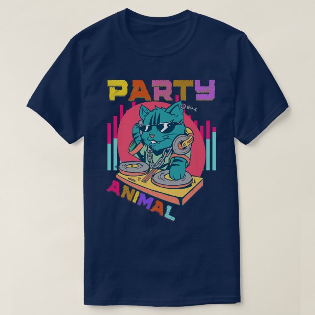 Camiseta House Music Rave Cat Party Animal Gatinho Dj Youth (Frente do Design)