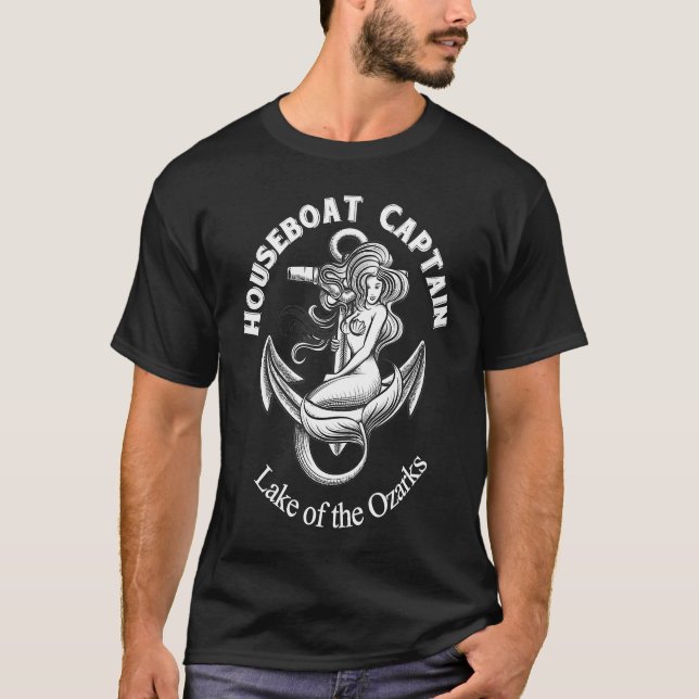 Camiseta Houseboat Captain Lake of the Ozarks Mermaid Boat  (Frente)
