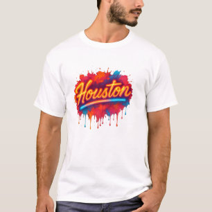 Camiseta Houston Neon Street-Art Glow T-Shirt