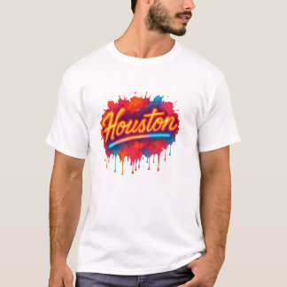 Camiseta Houston Neon Street-Art Glow T-Shirt