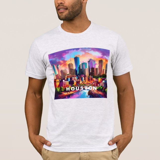 Camiseta Houston Skyline Grafite Art (Frente)