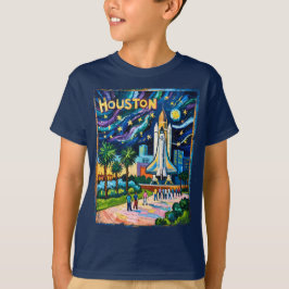 Camiseta Houston Skyline Space Center Rocket Van Gogh Kids