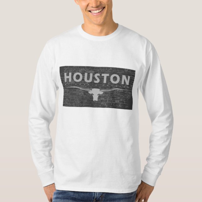 Camiseta HOUSTON Temos um problema com o Brick Wall Design (Frente)