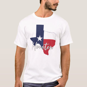 Camiseta Houston, Texas Bandeira Mapa Masculino Branco