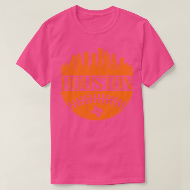 Camiseta Houston Texas Baseball City Skyline Retr (Frente do Design)
