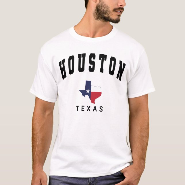 Camiseta Houston, Texas Flag Map White (Frente)