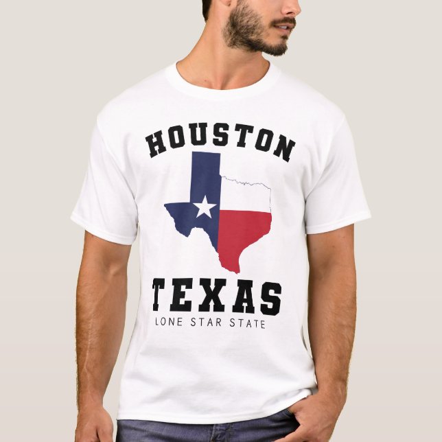 Camiseta Houston, Texas Flag Map White (Frente)