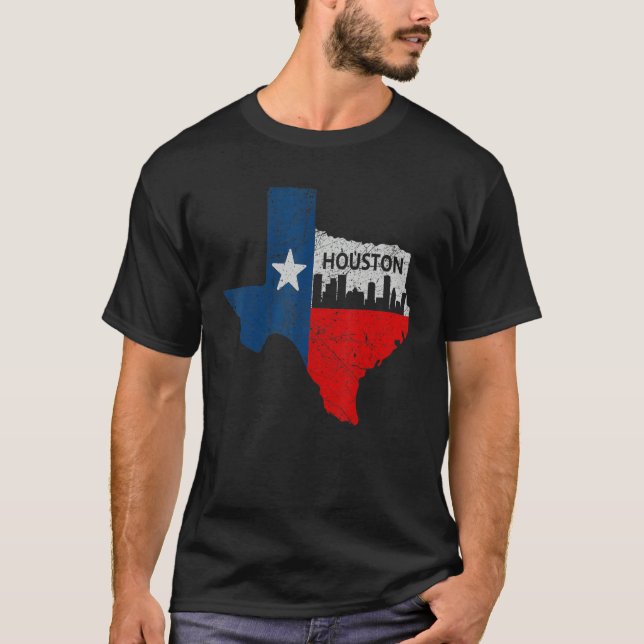 Camiseta Houston Texas Houston Strong Vintage Stripes (Frente)