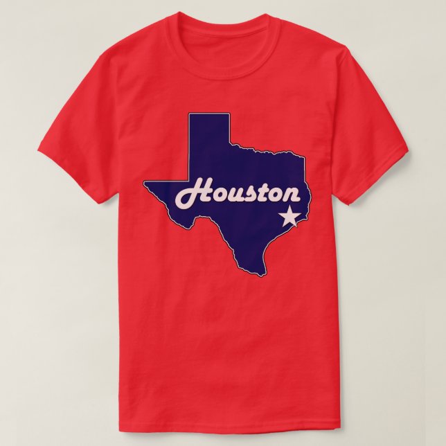 Camiseta Houston Texas Marinho Blue Lone State Map Texan (Frente do Design)