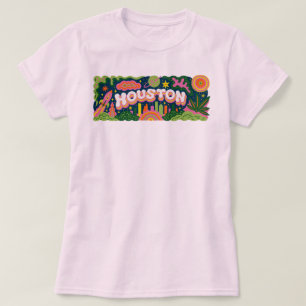 Camiseta Houston Texas Retro Espaço Cidade PNG Céu Colori