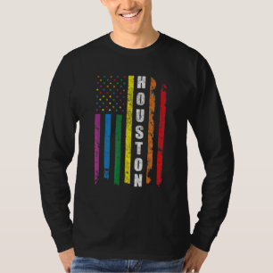 Camiseta Houston Texas Us American Flag Rainbow Gay Lgbt Pr