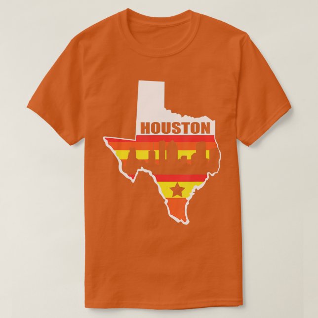 Camiseta Houston Texas Vintage Estado Bandeira Houston Skyl (Frente do Design)
