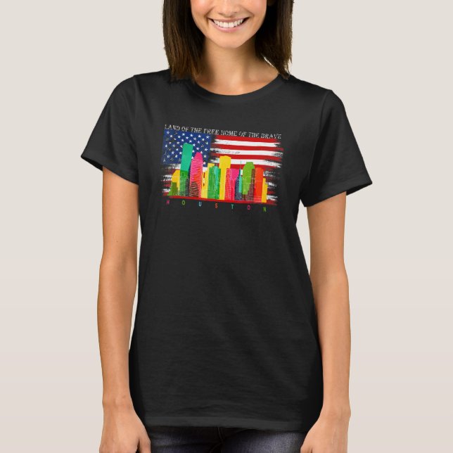 Camiseta Houston Texas Watercolor Skyline Home State (Frente)