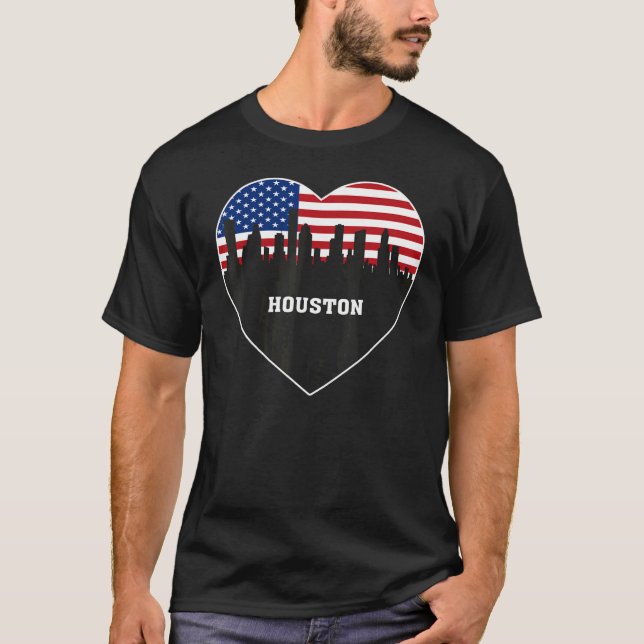 Camiseta Houston Texas Watercolor Skyline Home State (Frente)