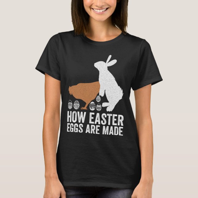 Camiseta How Easter Eggs Are Made  Chicken Bunny Adult Men  (Frente)
