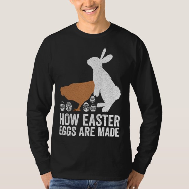 Camiseta How Easter Eggs Are Made  Chicken Bunny Adult Men  (Frente)