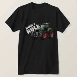 Camiseta "How I Roll" com Trator de Fazenda Verde
