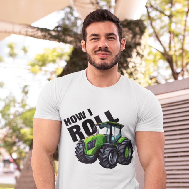 Camiseta "How I Roll" com Trator de Fazenda Verde (Criador carregado)