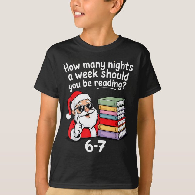 Camiseta How Many Nights Reading Teacher 67 Christmas Six S (Frente)