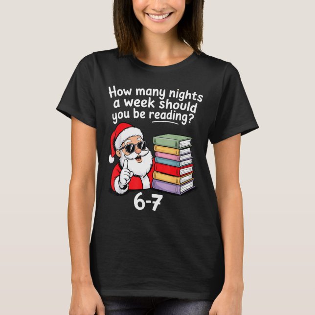 Camiseta How Many Nights Reading Teacher 67 Christmas Six S (Frente)