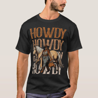 Camiseta Howdy Black Cowgirl Country Western Rodeo