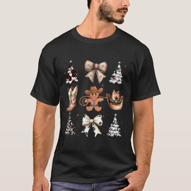 Camiseta Howdy Christmas Cowboy Cowgirl Gingerbread Coquett (Frente)