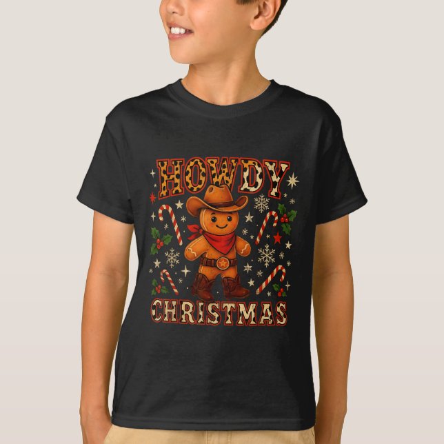 Camiseta Howdy Christmas Cowboy Gingerbread Design  (Frente)