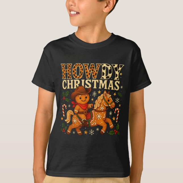 Camiseta Howdy Christmas Cowboy Gingerbread Design  (Frente)