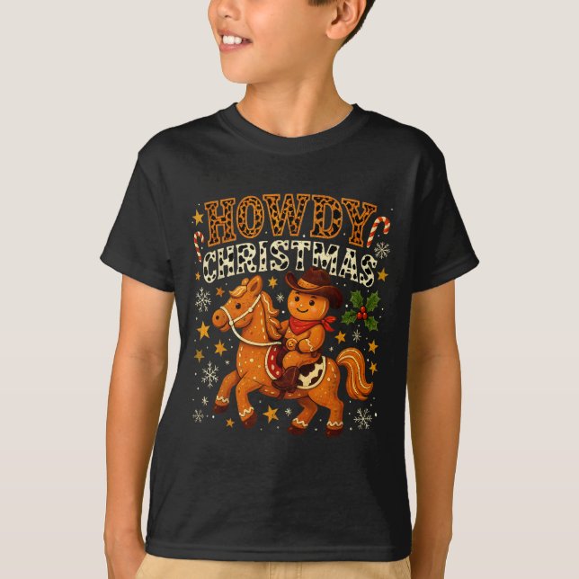Camiseta Howdy Christmas Cowboy Gingerbread Design  (Frente)