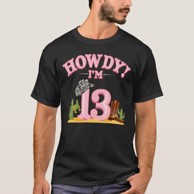 Camiseta Howdy Cowgirl 13 Birthday Western Country Southe (Frente)