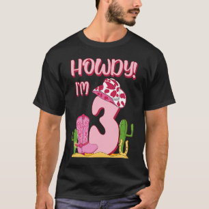 Camiseta Howdy Cowgirl aniversário de 3 anos Western Countr