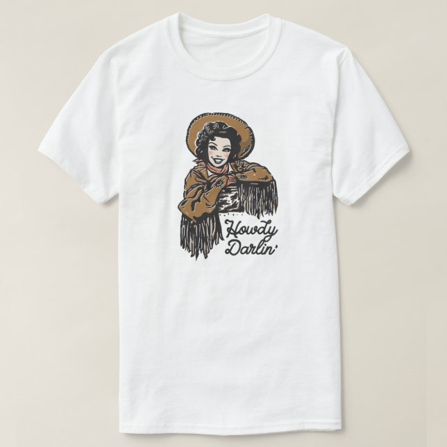 Camiseta Howdy Darlin' Cowgirl (Frente do Design)