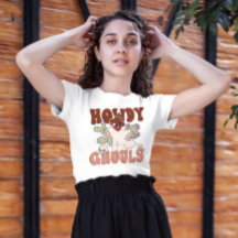 Howdy Ghouls Retro Dia de as Bruxas engraçado Cowb