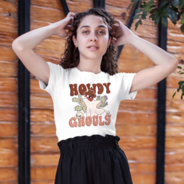 Camiseta Howdy Ghouls Retro Dia de as Bruxas engraçado Cowb (Criador carregado)