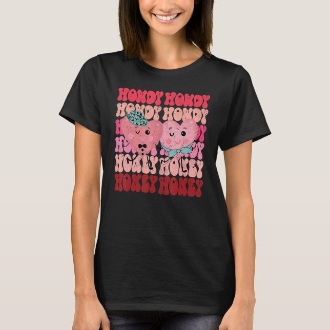 Camiseta Howdy Honey Dia de os namorados Cowgirl Preppy Mat (Frente)