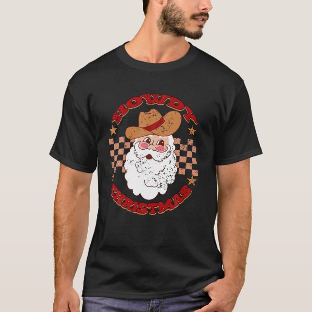 Camiseta Howdy Hos Cowboy Santa Cláusula Xmas Árvores Howdy (Frente)