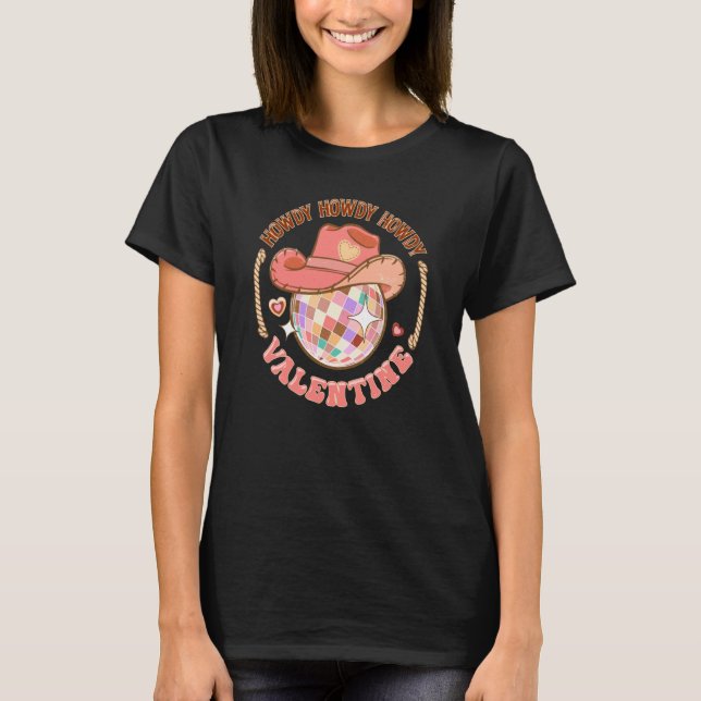 Camiseta Howdy Howdy Valentine's Day Western Disco Ball Ret (Frente)
