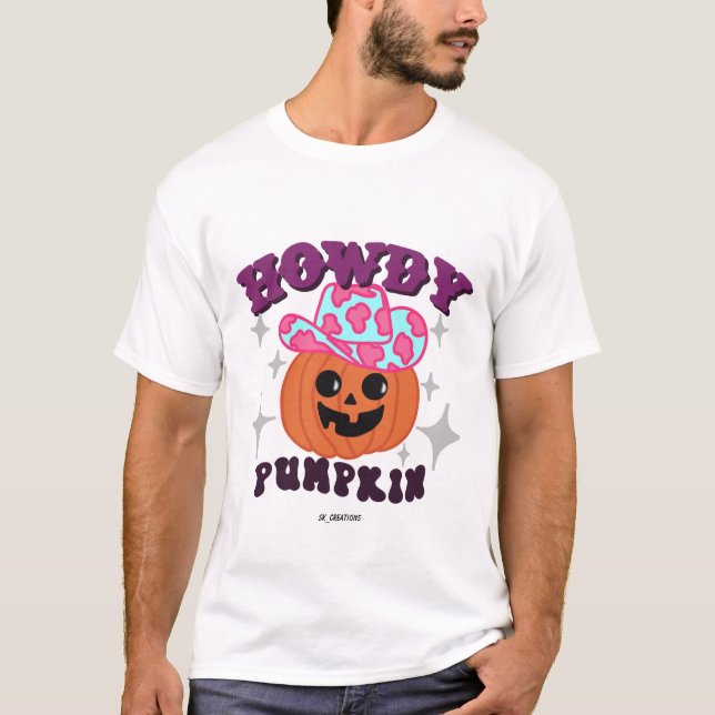 Camiseta Howdy Pumpkin Basic Men's T-Shirt (Frente)