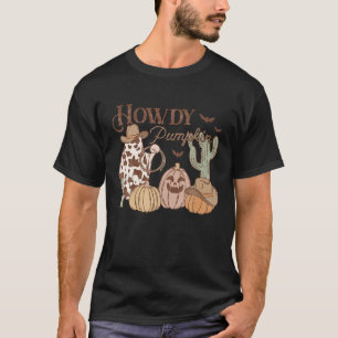 Camiseta Howdy Pumpkin Boo Western Retro Halloween Engraçad