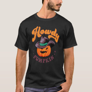 Camiseta Howdy Pumpkin Retro Halloween Western Country Fall