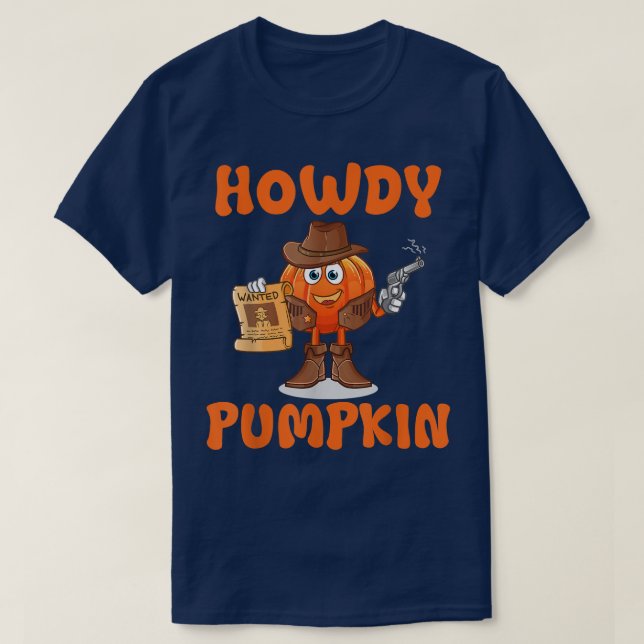 Camiseta Howdy Pumpkin Rodeo Western Country Cowboy (Frente do Design)