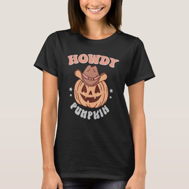 Camiseta Howdy Pumpkin Rodeo Western Fall Southern Hallowee (Frente)