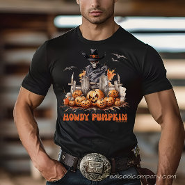 Camiseta Howdy Pumpkin Spooky Cowboy Western Tee