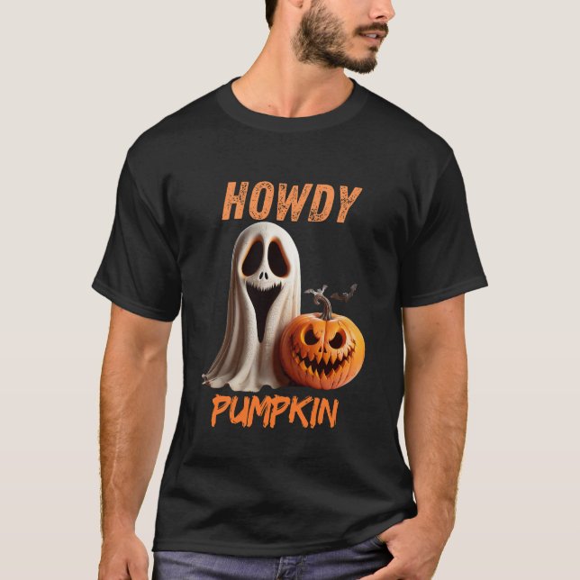 Camiseta Howdy Pumpkin 🎃 👻 Spooky & Cute Halloween Vibes (Frente)