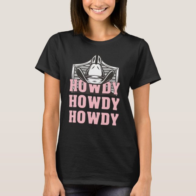 Camiseta Howdy Rodeo Western Country Southern Cowgirl, Howd (Frente)